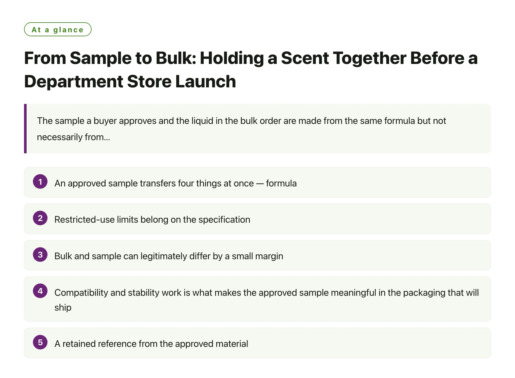 From Sample to Bulk: Holding a Scent Together Before a Department Store Launch——全文要点速览